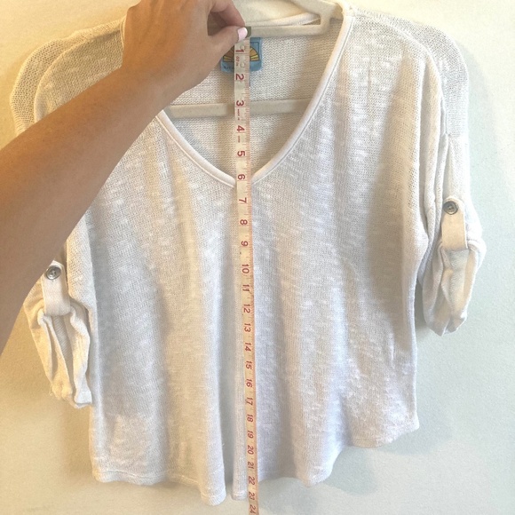 C&C California White Lightweight Short Sleeve Sweater Lagenlook - Picture 6 of 8